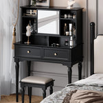 Elegant Black Makeup Table with Multi-Layer Board and Glass - Stylish Vanity Set for Your Beauty Routine fcr-4824