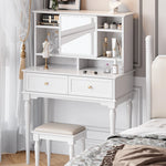 Elegant Black Makeup Table with Multi-Layer Board and Glass - Stylish Vanity Set for Your Beauty Routine fcr-4824