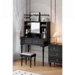 Elegant Black Makeup Table with Multi-Layer Board and Glass - Stylish Vanity Set for Your Beauty Routine fcr-4824