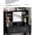Elegant Black Makeup Table with Multi-Layer Board and Glass - Stylish Vanity Set for Your Beauty Routine fcr-4824
