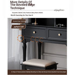 Elegant Black Makeup Table with Multi-Layer Board and Glass - Stylish Vanity Set for Your Beauty Routine fcr-4824