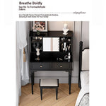 Elegant Black Makeup Table with Multi-Layer Board and Glass - Stylish Vanity Set for Your Beauty Routine fcr-4824