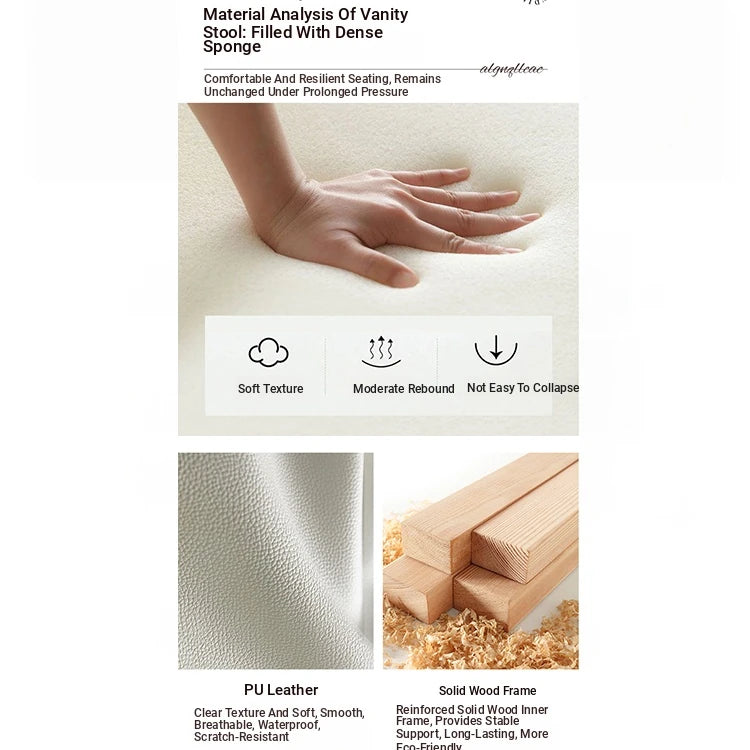 Elegant PU Leather Stool for Vanity or Makeup Station – Stylish and Comfortable Support fcr-4825