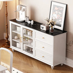 Stylish Multi-Layer Board Cabinet with Glass Doors and Ceramic Top - Modern Storage Solution for Home Decor fcr-4826