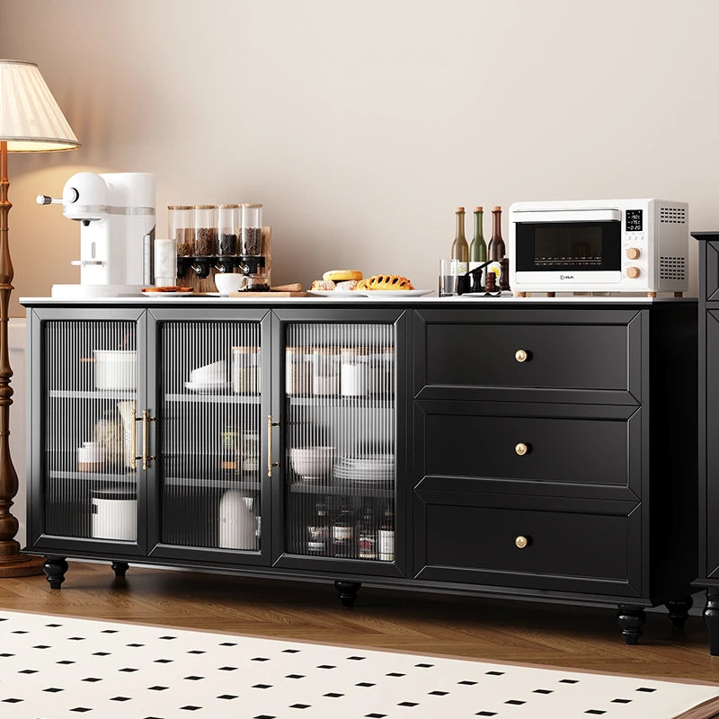 Stylish Multi-Layer Board Cabinet with Glass Doors and Ceramic Top - Modern Storage Solution for Home Decor fcr-4826