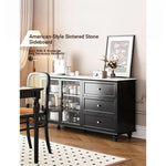 Stylish Multi-Layer Board Cabinet with Glass Doors and Ceramic Top - Modern Storage Solution for Home Decor fcr-4826