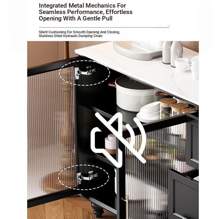 Stylish Multi-Layer Board Cabinet with Glass Doors and Ceramic Top - Modern Storage Solution for Home Decor fcr-4826