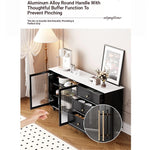 Stylish Multi-Layer Board Cabinet with Glass Doors and Ceramic Top - Modern Storage Solution for Home Decor fcr-4826
