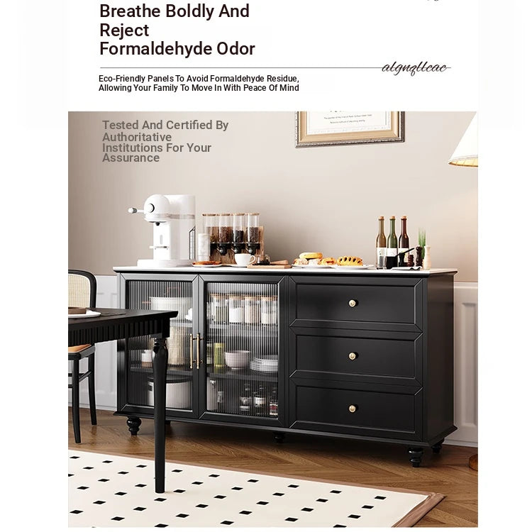 Stylish Multi-Layer Board Cabinet with Glass Doors and Ceramic Top - Modern Storage Solution for Home Decor fcr-4826