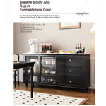 Stylish Multi-Layer Board Cabinet with Glass Doors and Ceramic Top - Modern Storage Solution for Home Decor fcr-4826