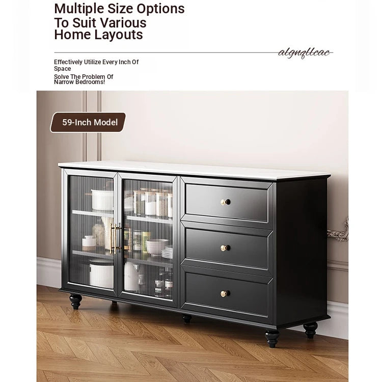 Stylish Multi-Layer Board Cabinet with Glass Doors and Ceramic Top - Modern Storage Solution for Home Decor fcr-4826