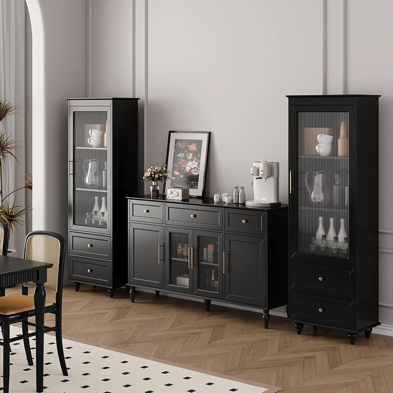 Elegant Multi-Layer Board Glass Cabinet with Storage Drawers - Modern Home Display Unit fcr-4827
