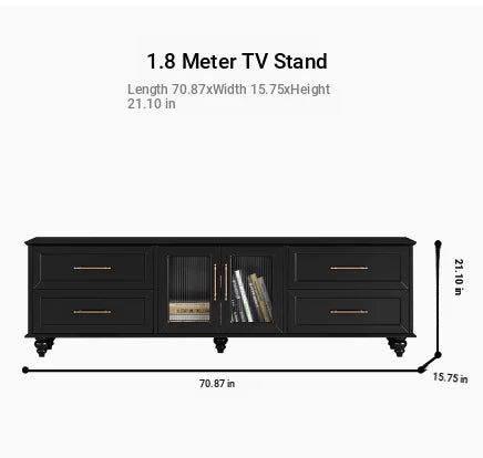 Stylish Black Multi-Layer Board TV Cabinet with Glass Doors – Modern Living Room Furniture fcr-4828