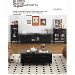 Stylish Black Multi-Layer Board TV Cabinet with Glass Doors – Modern Living Room Furniture fcr-4828