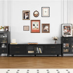 Stylish Black Multi-Layer Board TV Cabinet with Glass Doors – Modern Living Room Furniture fcr-4828