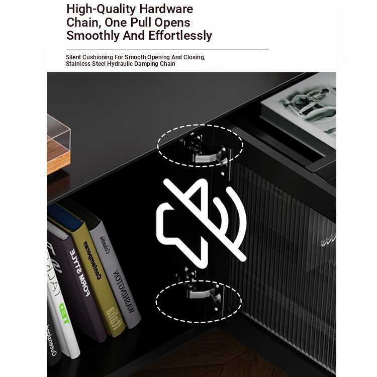 Stylish Black Multi-Layer Board TV Cabinet with Glass Doors – Modern Living Room Furniture fcr-4828