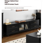 Stylish Black Multi-Layer Board TV Cabinet with Glass Doors – Modern Living Room Furniture fcr-4828