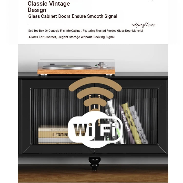 Stylish Black Multi-Layer Board TV Cabinet with Glass Doors – Modern Living Room Furniture fcr-4828