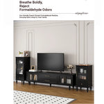 Stylish Black Multi-Layer Board TV Cabinet with Glass Doors – Modern Living Room Furniture fcr-4828