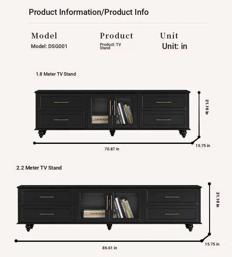 Stylish Black Multi-Layer Board TV Cabinet with Glass Doors – Modern Living Room Furniture fcr-4828