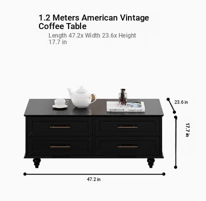 Stylish Multi-Layer Board Tea Table with Storage Drawers - Modern Black Finish for Living Room Elegance fcr-4829