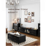 Stylish Multi-Layer Board Tea Table with Storage Drawers - Modern Black Finish for Living Room Elegance fcr-4829