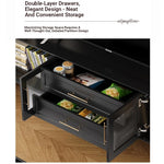 Stylish Multi-Layer Board Tea Table with Storage Drawers - Modern Black Finish for Living Room Elegance fcr-4829
