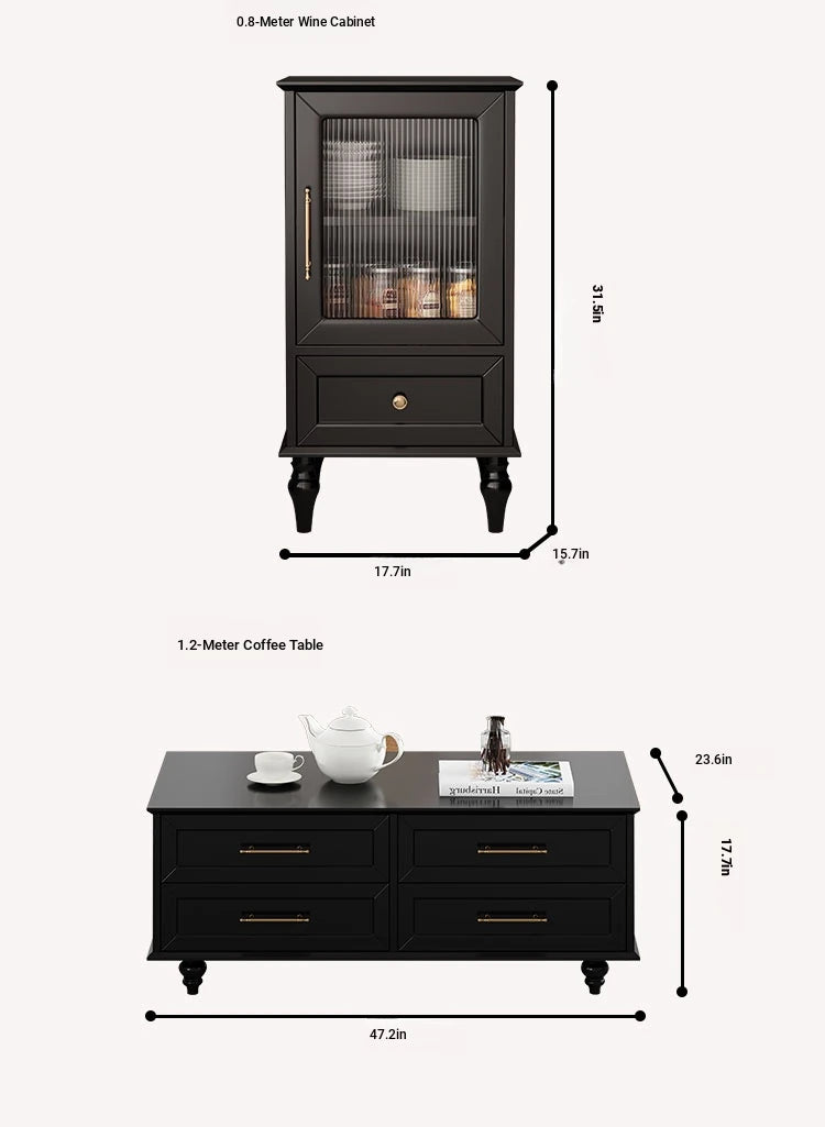 Stylish Multi-Layer Board Tea Table with Storage Drawers - Modern Black Finish for Living Room Elegance fcr-4829