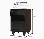 Stylish Black Bedside Cupboard with Drawer and Glass Door - Multi-layer Board Furniture for Bedroom Storage fcr-4830