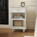 Stylish Black Bedside Cupboard with Drawer and Glass Door - Multi-layer Board Furniture for Bedroom Storage fcr-4830