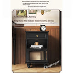 Stylish Black Bedside Cupboard with Drawer and Glass Door - Multi-layer Board Furniture for Bedroom Storage fcr-4830