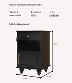 Stylish Black Bedside Cupboard with Drawer and Glass Door - Multi-layer Board Furniture for Bedroom Storage fcr-4830
