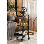 Elegant Black Tea Table on Wheels | Multi-Layer Board Design for Stylish Living Room Decor fcr-4831