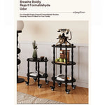 Elegant Black Tea Table on Wheels | Multi-Layer Board Design for Stylish Living Room Decor fcr-4831