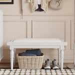 Elegant PU Leather Upholstered Stool Bench with Stylish Black Legs - Perfect for Entryway, Living Room, or Bedroom Storage and Seating fcr-4832