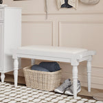 Elegant PU Leather Upholstered Stool Bench with Stylish Black Legs - Perfect for Entryway, Living Room, or Bedroom Storage and Seating fcr-4832