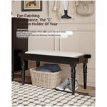 Elegant PU Leather Upholstered Stool Bench with Stylish Black Legs - Perfect for Entryway, Living Room, or Bedroom Storage and Seating fcr-4832