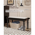 Elegant PU Leather Upholstered Stool Bench with Stylish Black Legs - Perfect for Entryway, Living Room, or Bedroom Storage and Seating fcr-4832