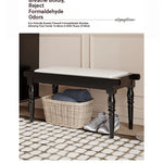 Elegant PU Leather Upholstered Stool Bench with Stylish Black Legs - Perfect for Entryway, Living Room, or Bedroom Storage and Seating fcr-4832