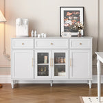 Elegant Multi-Layer Board & Glass Cabinet with Golden Accents – Stylish Storage Solution for Your Home fcr-4833