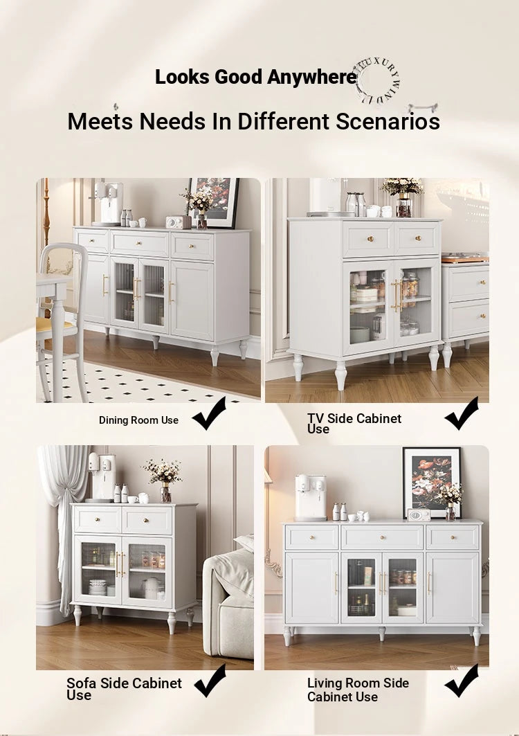 Elegant Multi-Layer Board & Glass Cabinet with Golden Accents – Stylish Storage Solution for Your Home fcr-4833