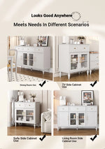 Elegant Multi-Layer Board & Glass Cabinet with Golden Accents – Stylish Storage Solution for Your Home fcr-4833