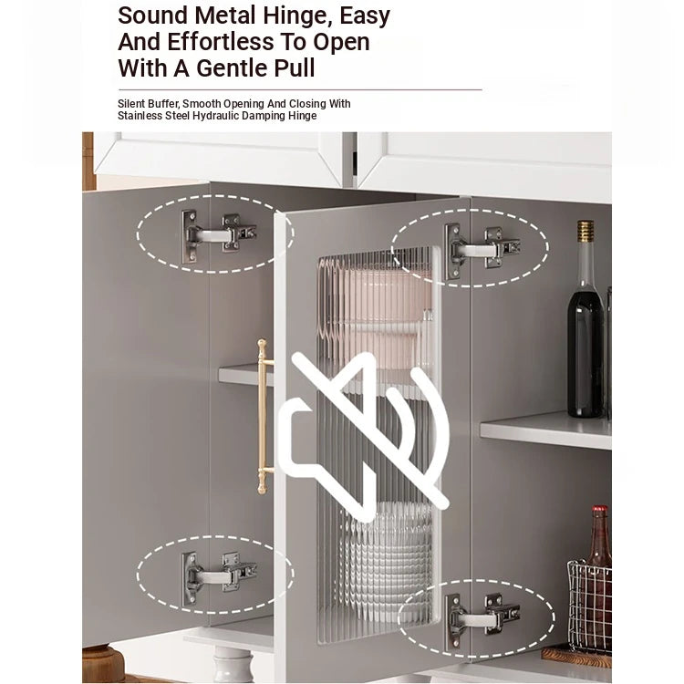 Elegant Multi-Layer Board & Glass Cabinet with Golden Accents – Stylish Storage Solution for Your Home fcr-4833