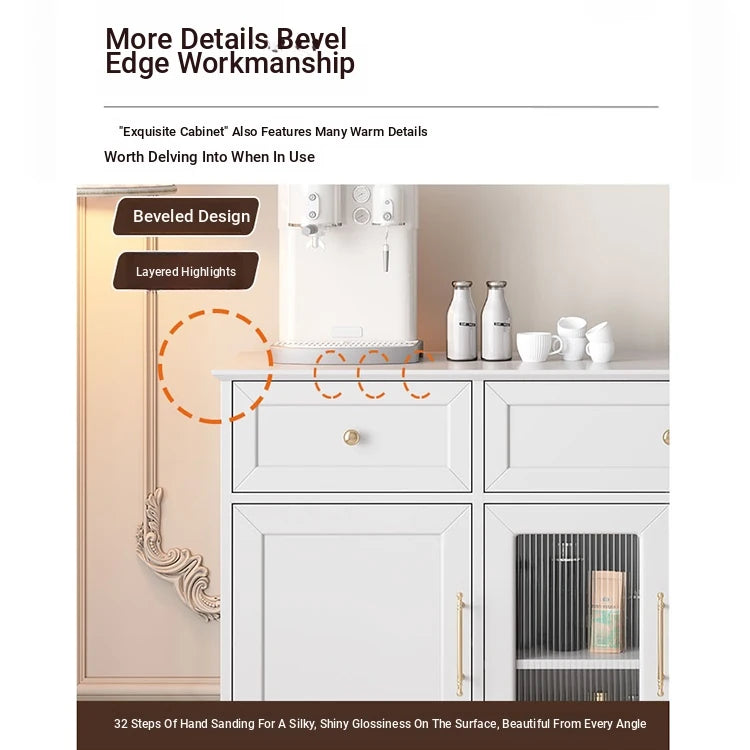 Elegant Multi-Layer Board & Glass Cabinet with Golden Accents – Stylish Storage Solution for Your Home fcr-4833