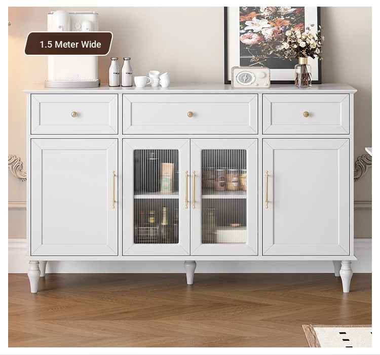 Elegant Multi-Layer Board & Glass Cabinet with Golden Accents – Stylish Storage Solution for Your Home fcr-4833