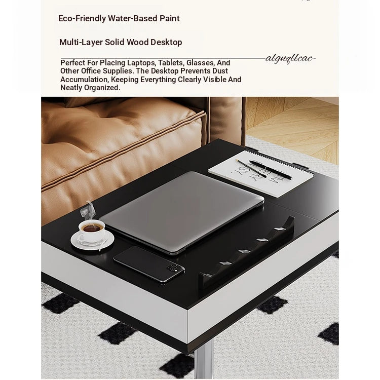 Stylish Multi-layer Board Aluminum Alloy Tea Table with Adjustable Height and Storage Drawer - Perfect for Modern Living Spaces fcr-4834