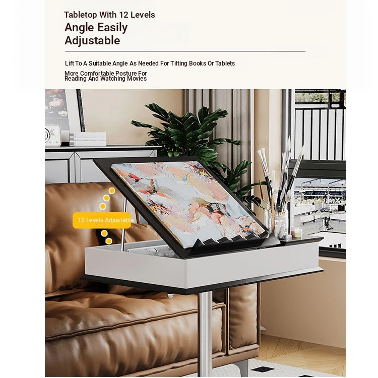 Stylish Multi-layer Board Aluminum Alloy Tea Table with Adjustable Height and Storage Drawer - Perfect for Modern Living Spaces fcr-4834
