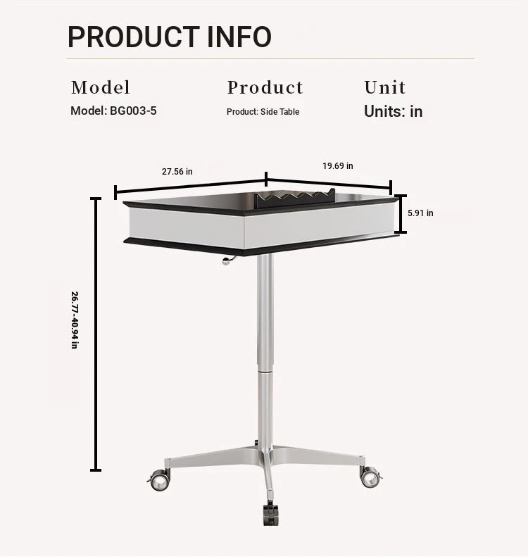Stylish Multi-layer Board Aluminum Alloy Tea Table with Adjustable Height and Storage Drawer - Perfect for Modern Living Spaces fcr-4834