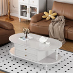 Stylish Multi-Layer Board Tea Table with Storage | Modern Oval Coffee Table for Living Room fcr-4837