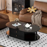 Stylish Multi-Layer Board Tea Table with Storage | Modern Oval Coffee Table for Living Room fcr-4837